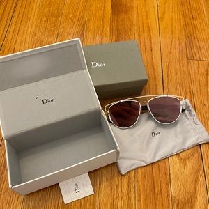 Dior Sunglasses with Silver Frame and Purple Lenses